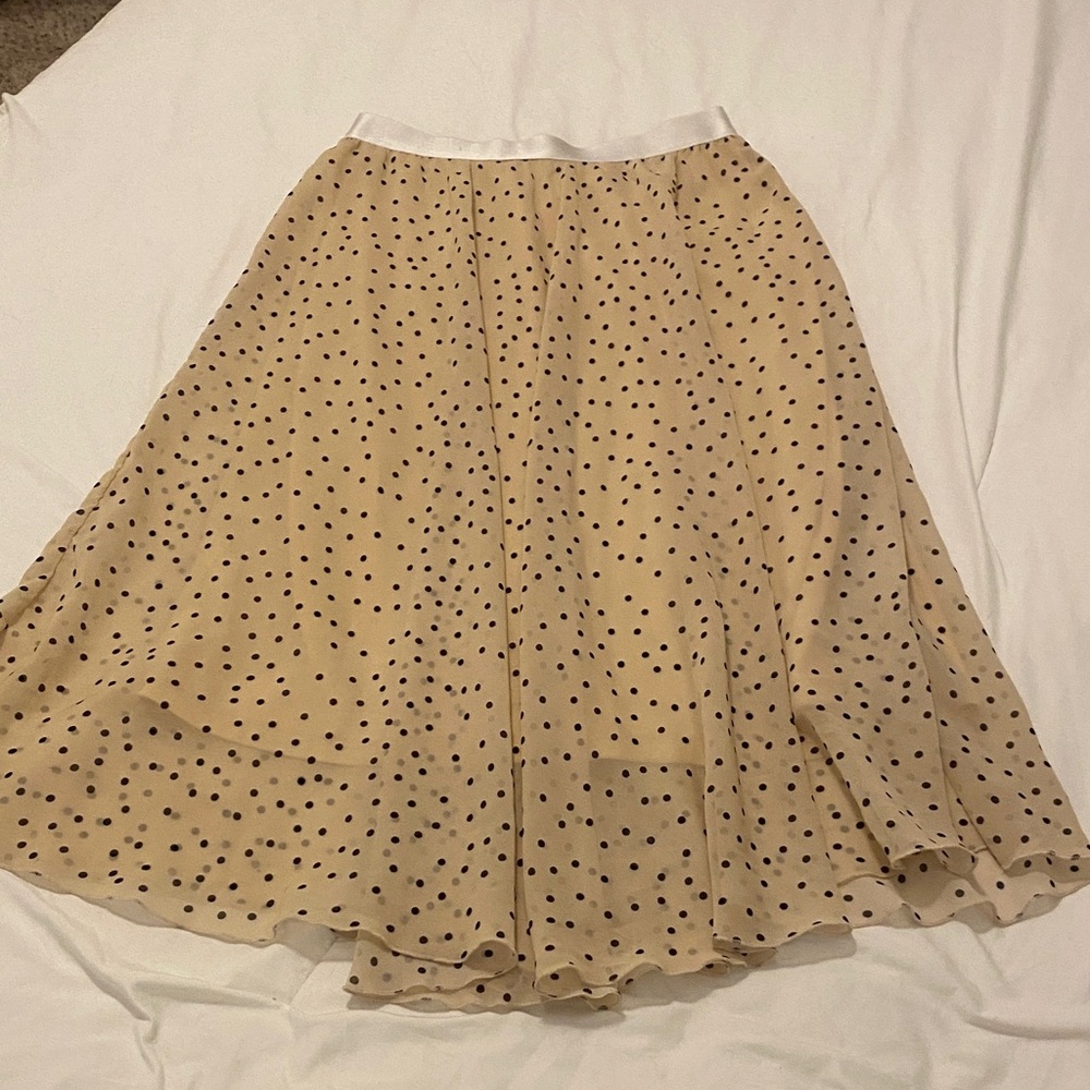 WD.NY Beige Polka Dot Circle Skirt with Black Spots